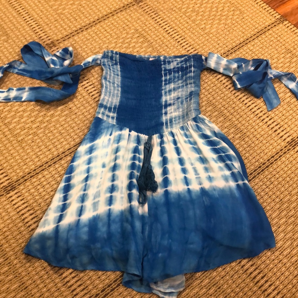 Blue tie dye romper